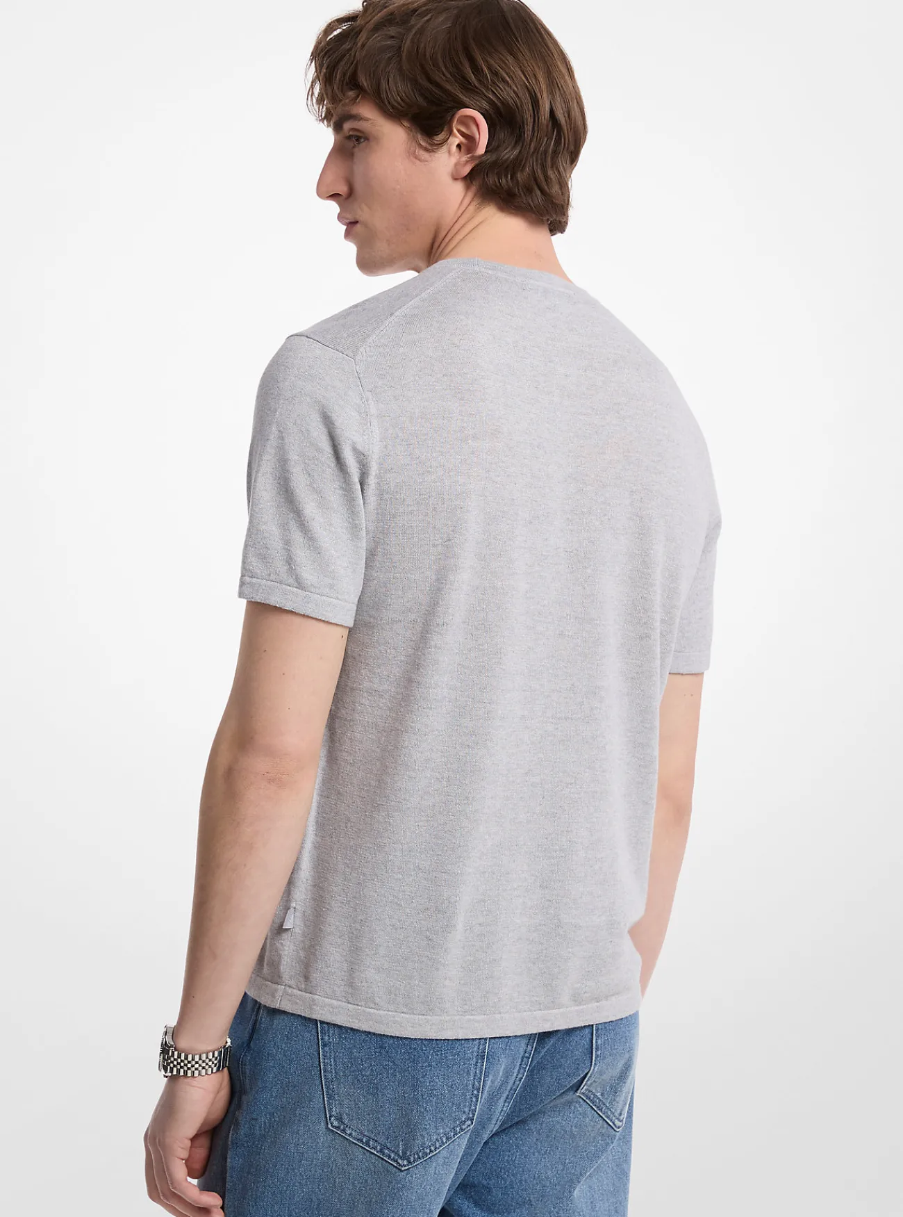 Michael Kors T-shirt van linnen en katoen STEENGRIJS Clearance
