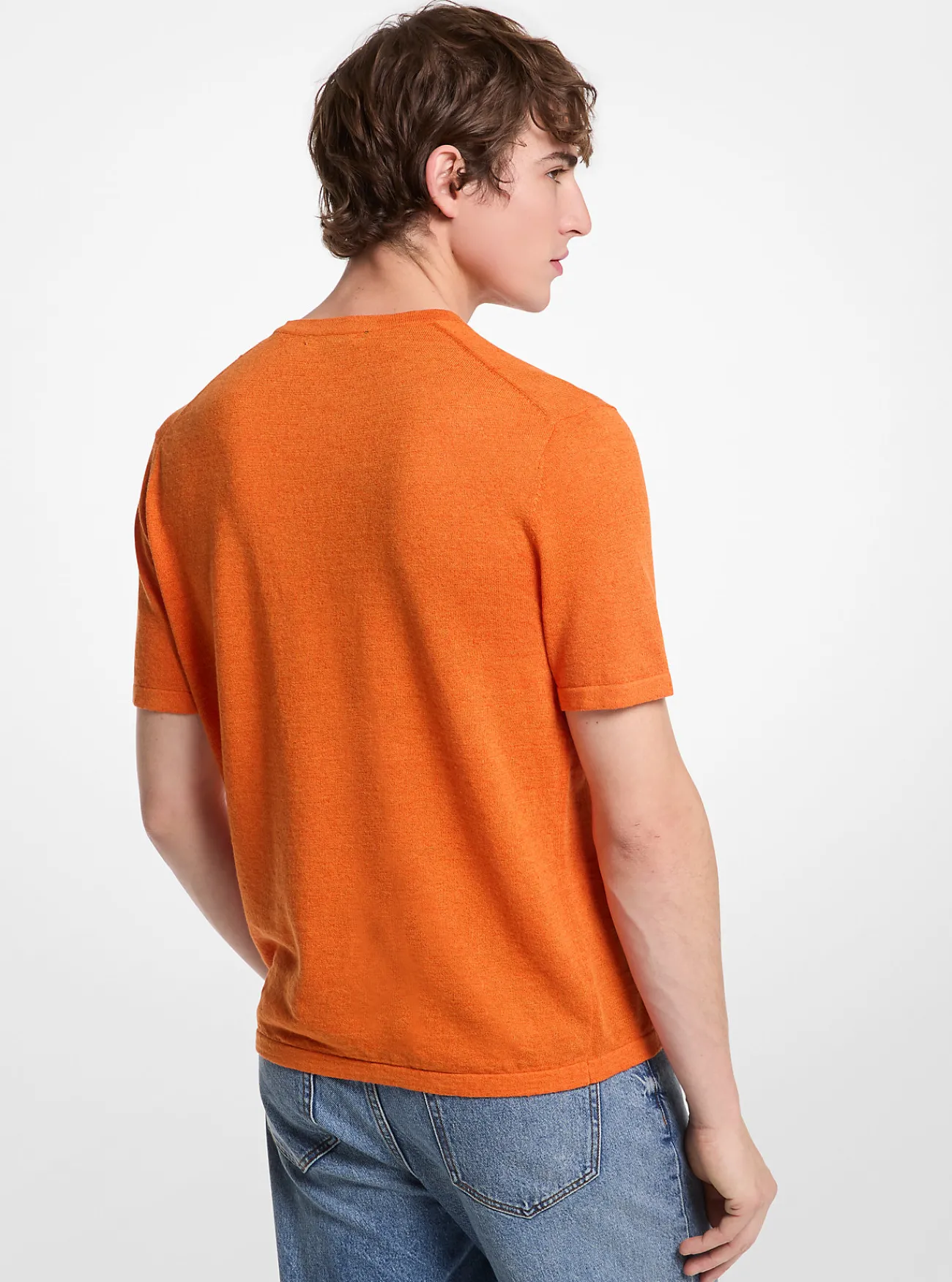 Michael Kors T-shirt van linnen en katoen ORANJE Discount