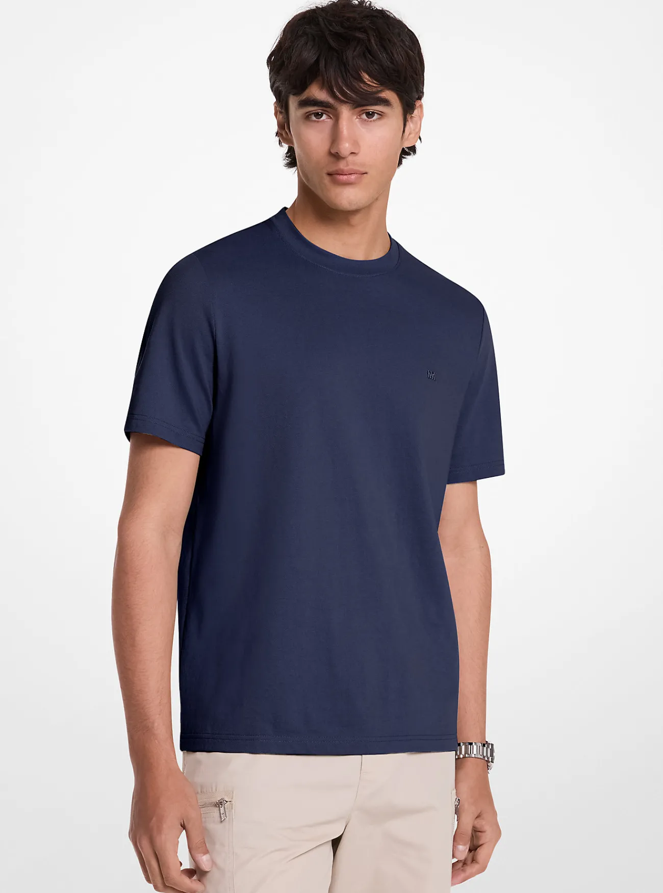 Michael Kors T-shirt van piqu&eacute;stof van katoenmix MIDDERNACHTSBLAUW Clearance