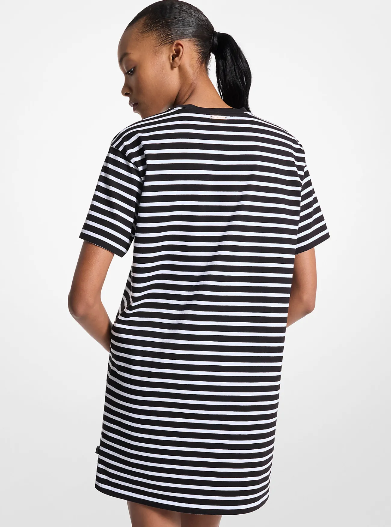 Michael Kors T-shirtjurk van katoen met strepen ZWART Best
