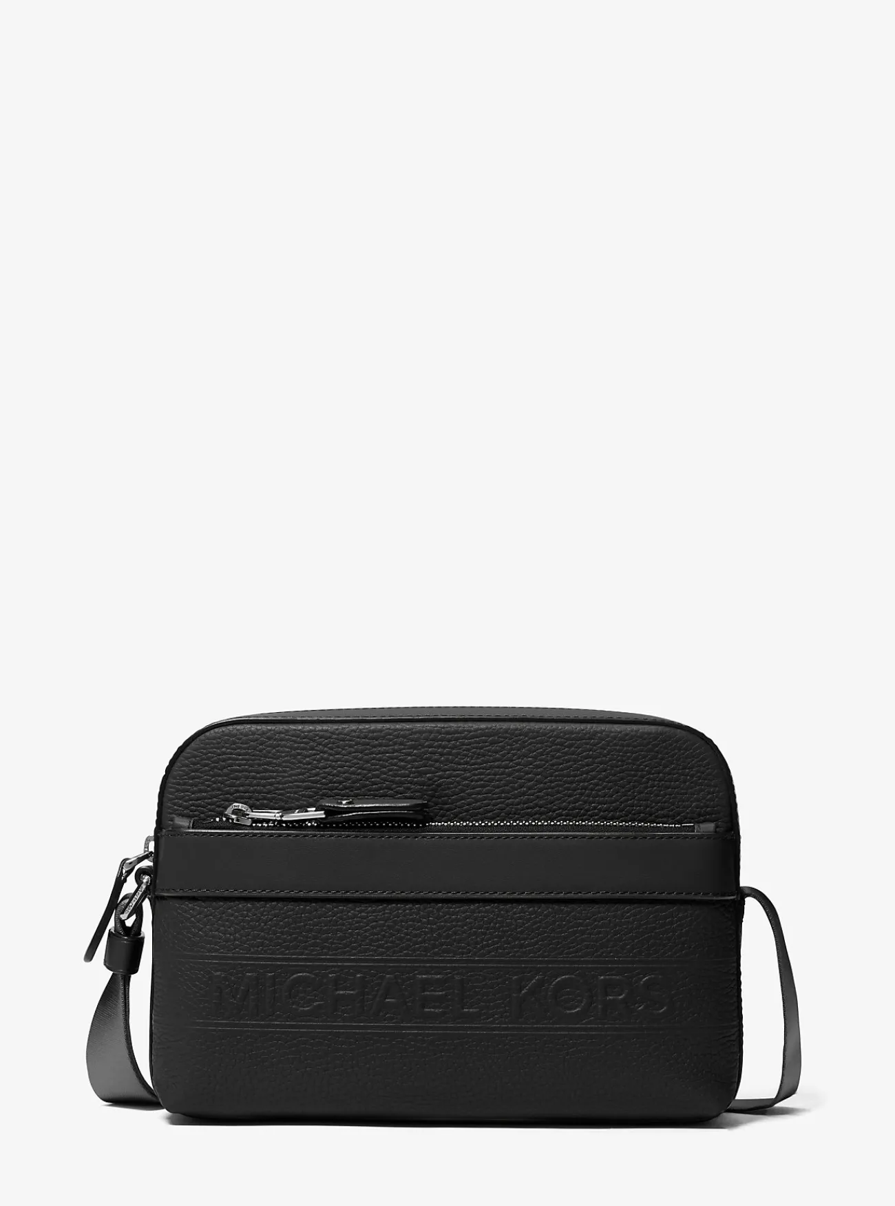Michael Kors Utility-crossbodytas Hudson van getrommeld leer ZWART Best