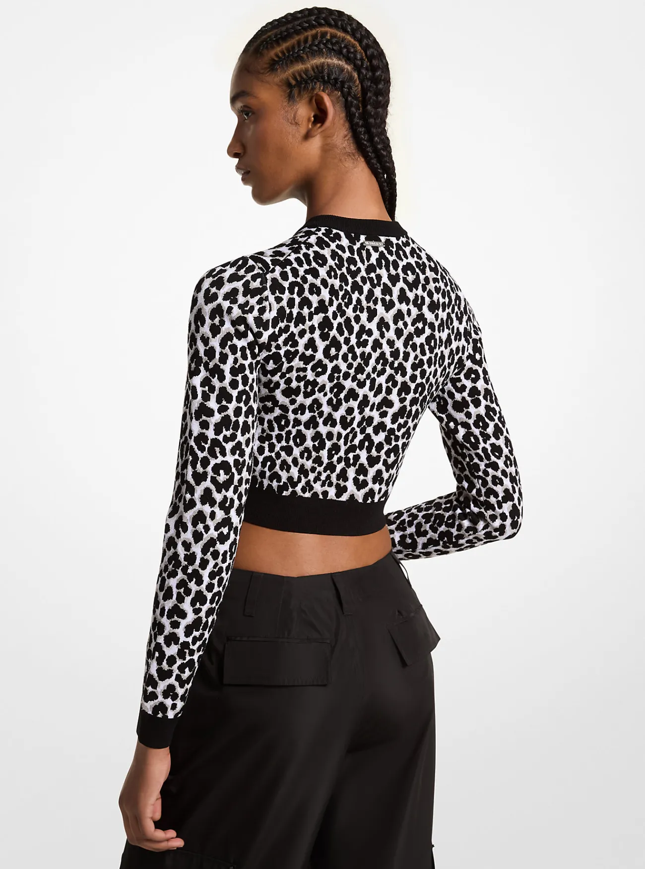 Michael Kors Vest van gebreid jacquard met rits en luipaardmotief ALUMINIUM Best