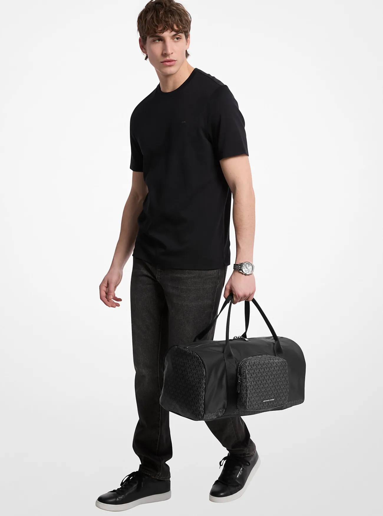 Michael Kors Weekendtas Tanner van nylon met kenmerkende logoprint ZWART Best