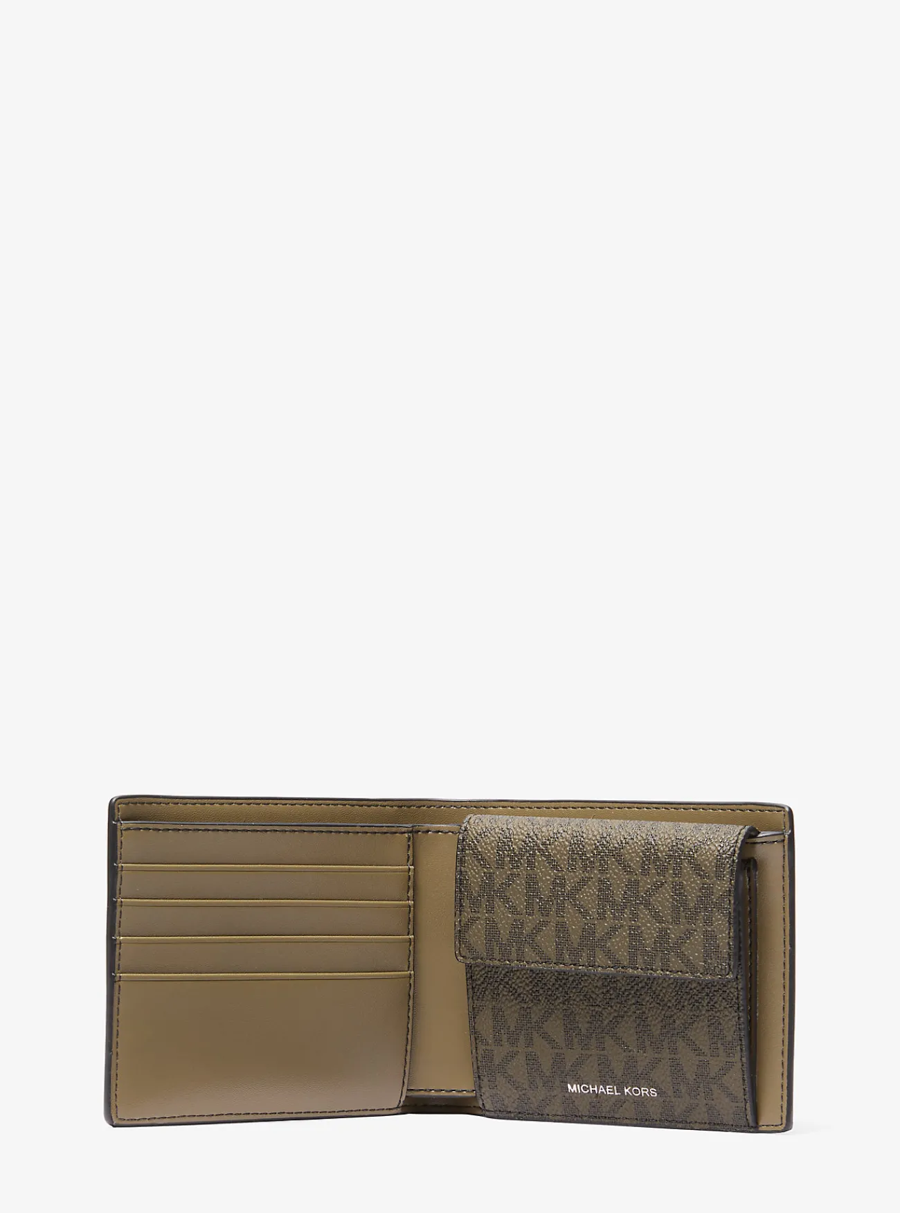 Michael Kors Zakportefeuille Hudson van leer met portemonneetje en kenmerkend logo SAFARIGROENMULTI Fashion
