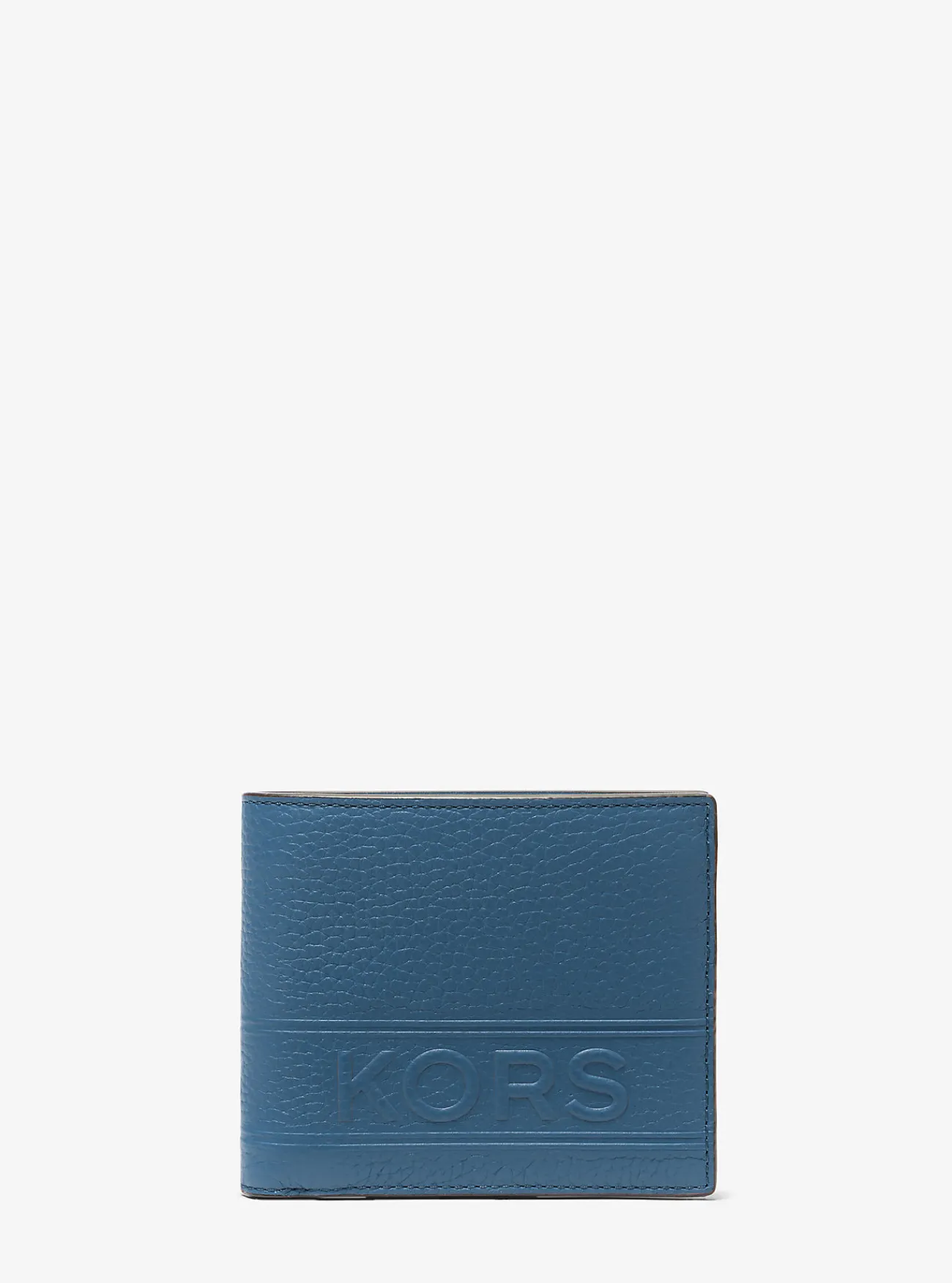 Michael Kors Zakportefeuille Hudson van getrommeld leer met portemonneetje DONKERCHAMBRAY Clearance
