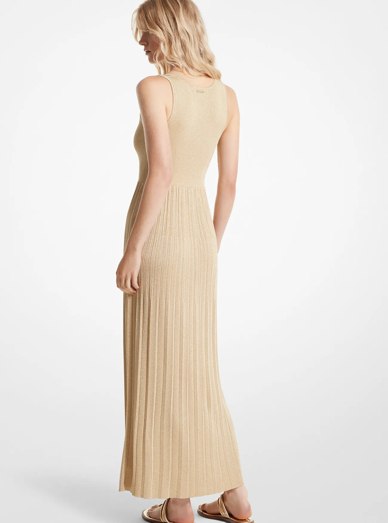 Michael Kors Zwierige tankjurk van geribd metallic breisel GOUD Best